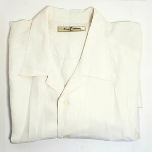 Tommy Bahama Off-White Button-Up Linen & Silk Short Sleeve Shirt Men's Size XXL